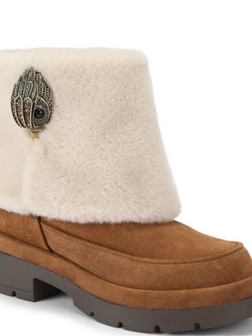 Kurt Geiger Tan Suede Ankle Boot with Cream Shearling Cuff